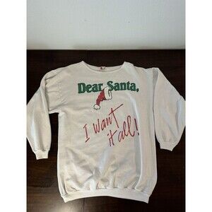 Vintage Christmas Santa Claus Crewneck Sweater White Size Large Classic Comfort